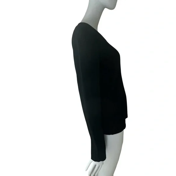 HENRI BENDEL Vintage Extra Fine Merino Wool Black V-Neck Sweater Classic Size M - Picture 8 of 13